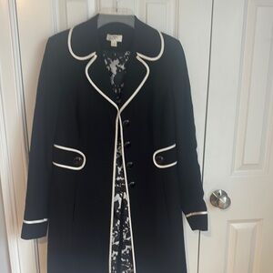 LOFT Black and White Trench Coat with Elegant Trim